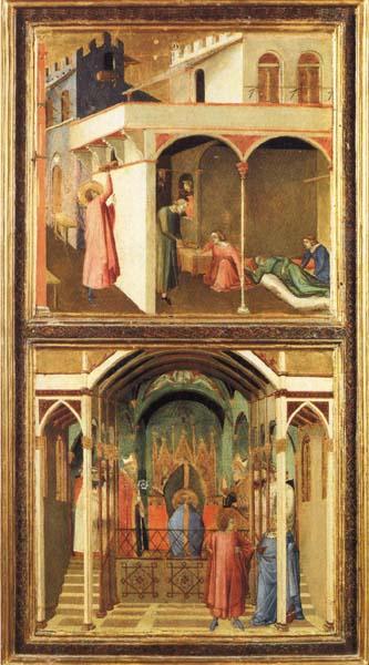 Ambrogio Lorenzetti St.Nicholas Offers Three Girls Their Dowry and St.Nicholas Is Elected Bishop of Mira Germany oil painting art